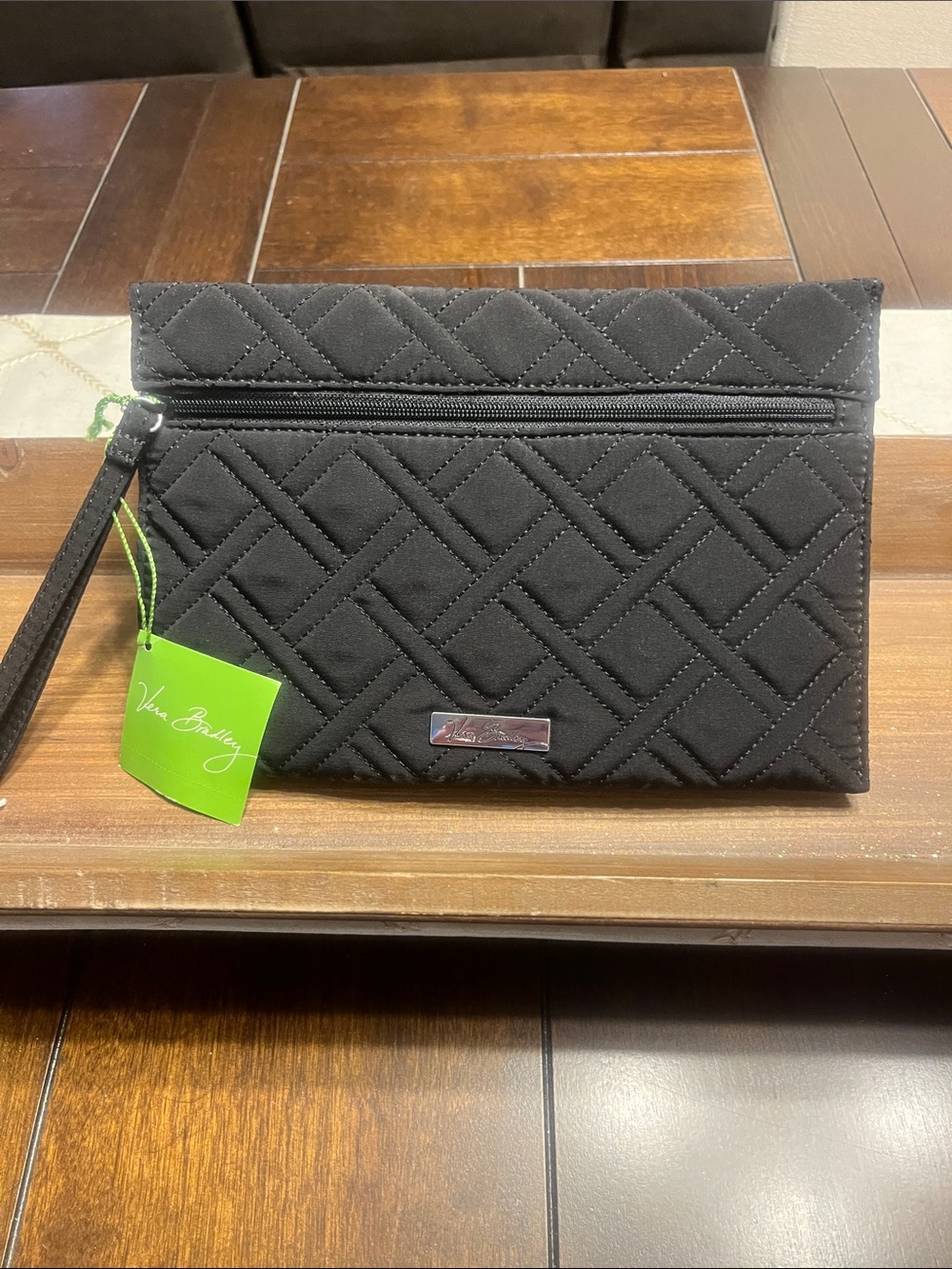 Vera Bradley Black Quilted Wristlet with Wrist Strap